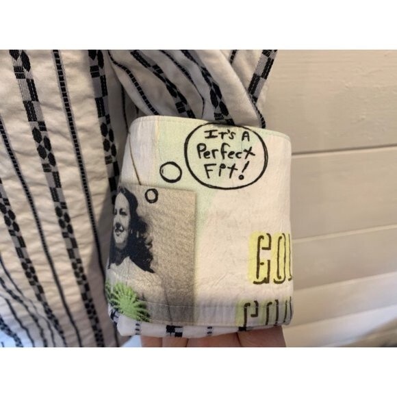 Robert Graham Striped Graphic Flip Cuffs Button Down Silk Blend Shirt LG - Picture 3 of 9